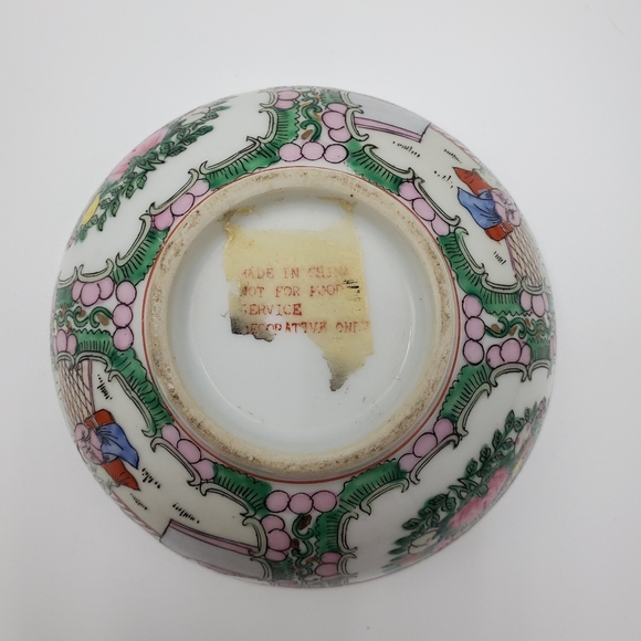 Vintage Asian Japanese Painted Porcelain Bowl Gold Trim Decor Display - Picture 4 of 5